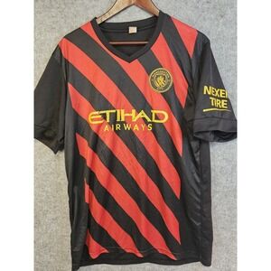 Manchester City Jersey Black Red Men's 2XL Etihad Airways‎ Soccer Logo Football